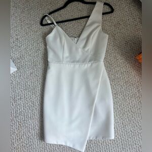 White asymmetrical mini dress